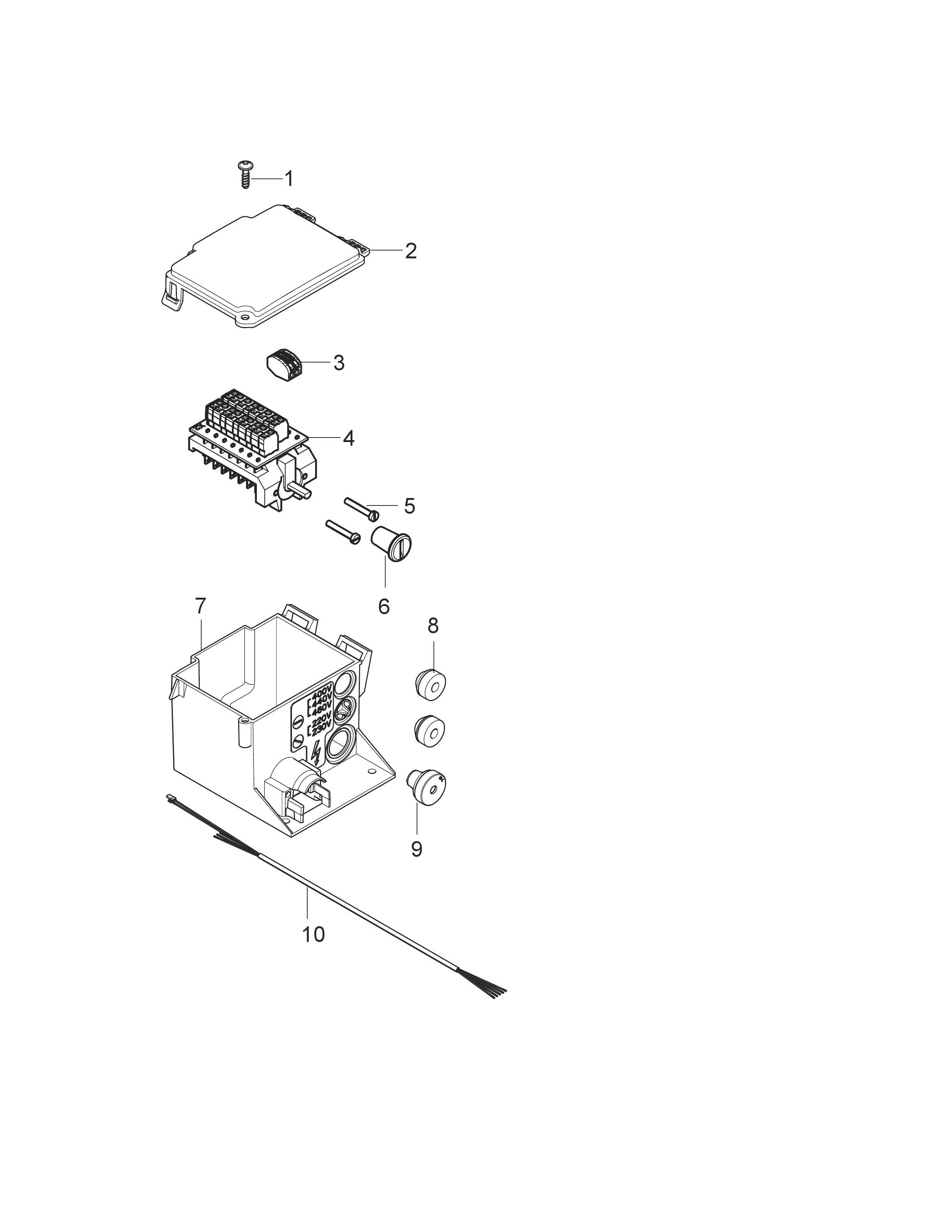 MH 7P-180-1260 FA Elektrokasten für Motor 1~,3~ Stern und 3~ Dreieck 
