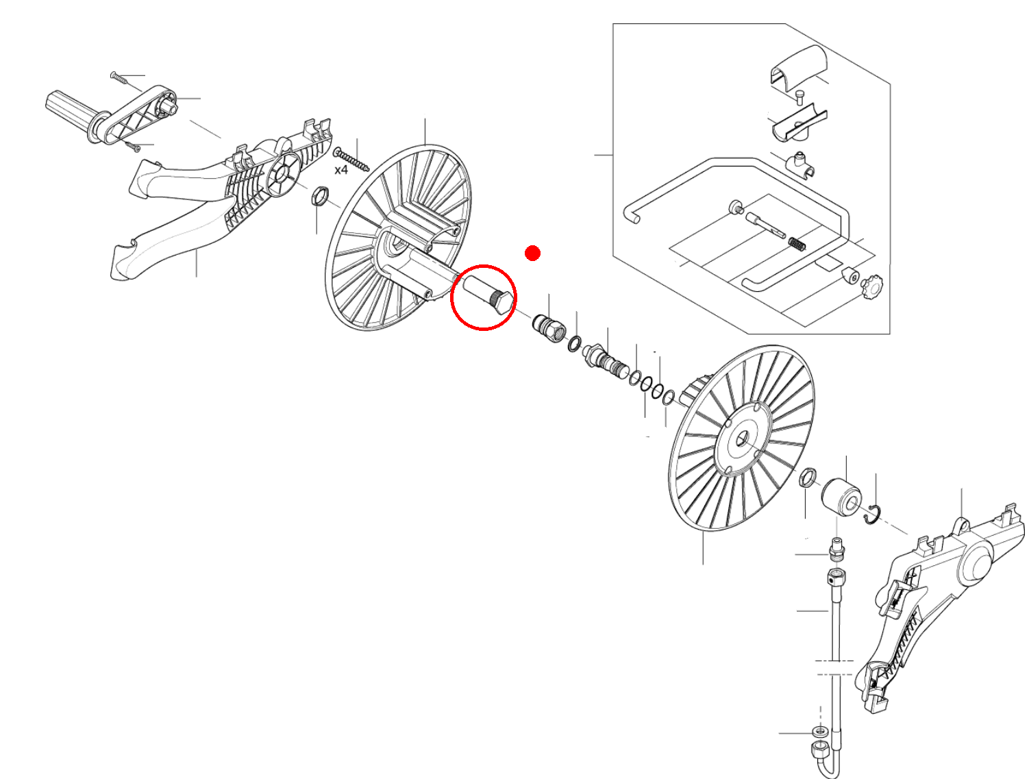Achse AXLE FOR HOSE REEL