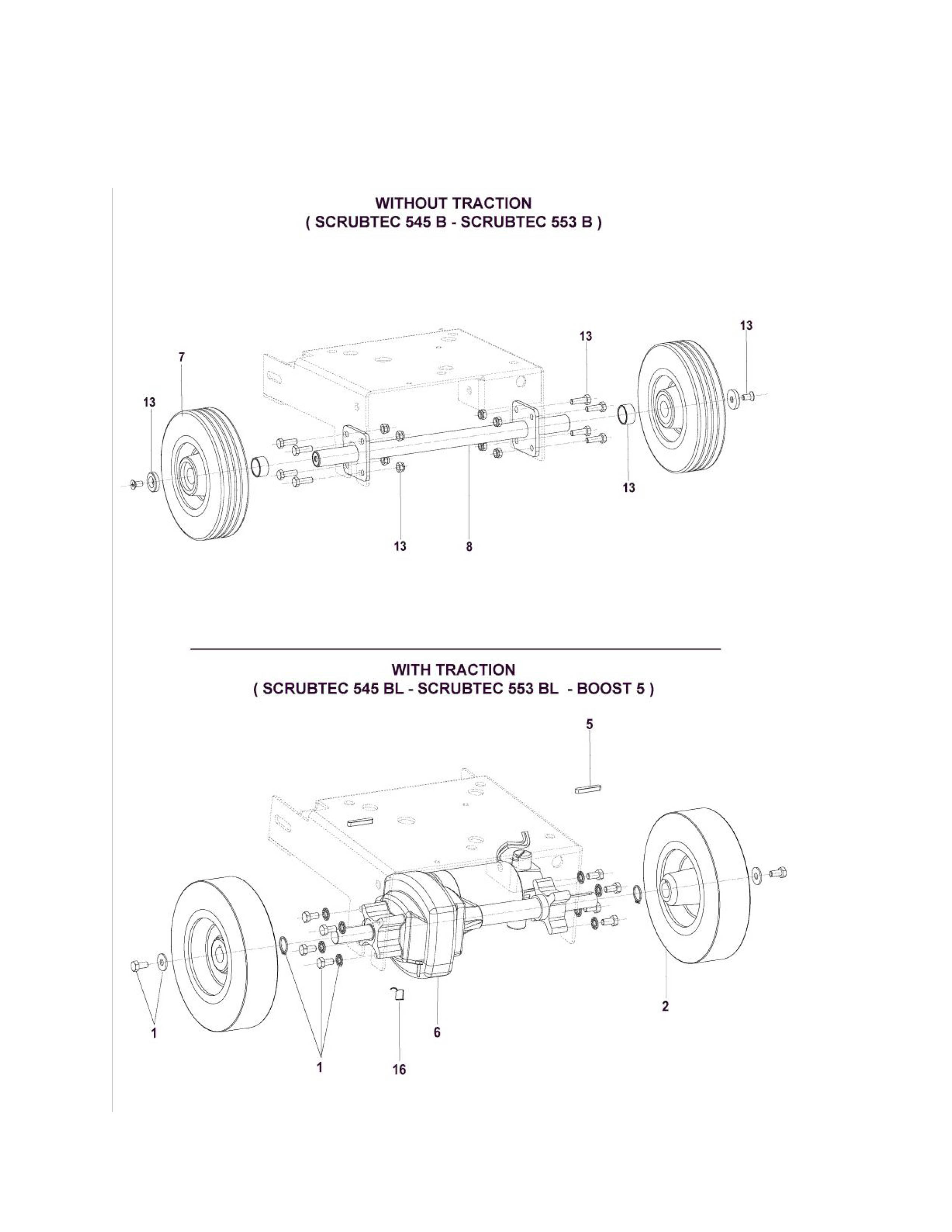 SCRUBTEC-553-B-ALT-Rader-Antrieb Scrubtec 553 B Räder & Antrieb