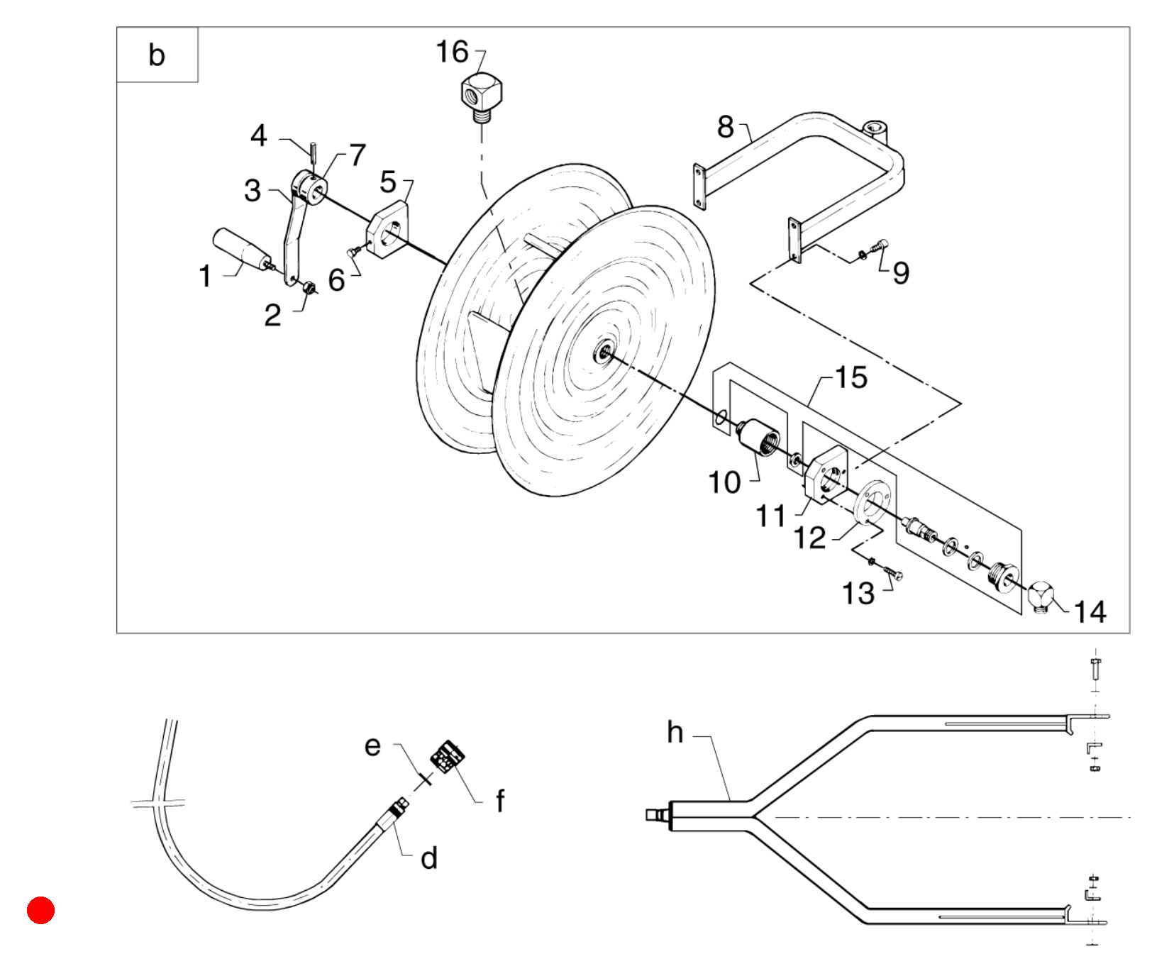 Schlauchaufroller mit Anschlussarmaturen