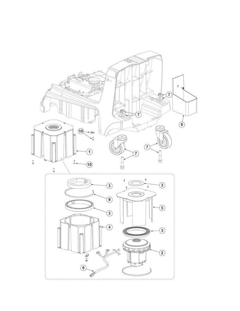 SC250 34C Gestell Vakuum und Hinterräder