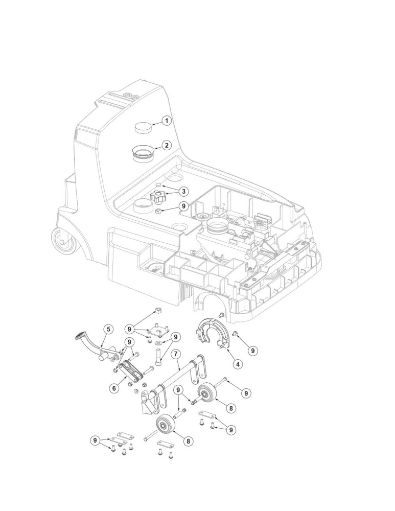 Scrubtec 334C B Pedal & Räder