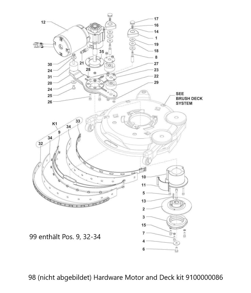 Scrubtec 337.2 Motor & Decksystem