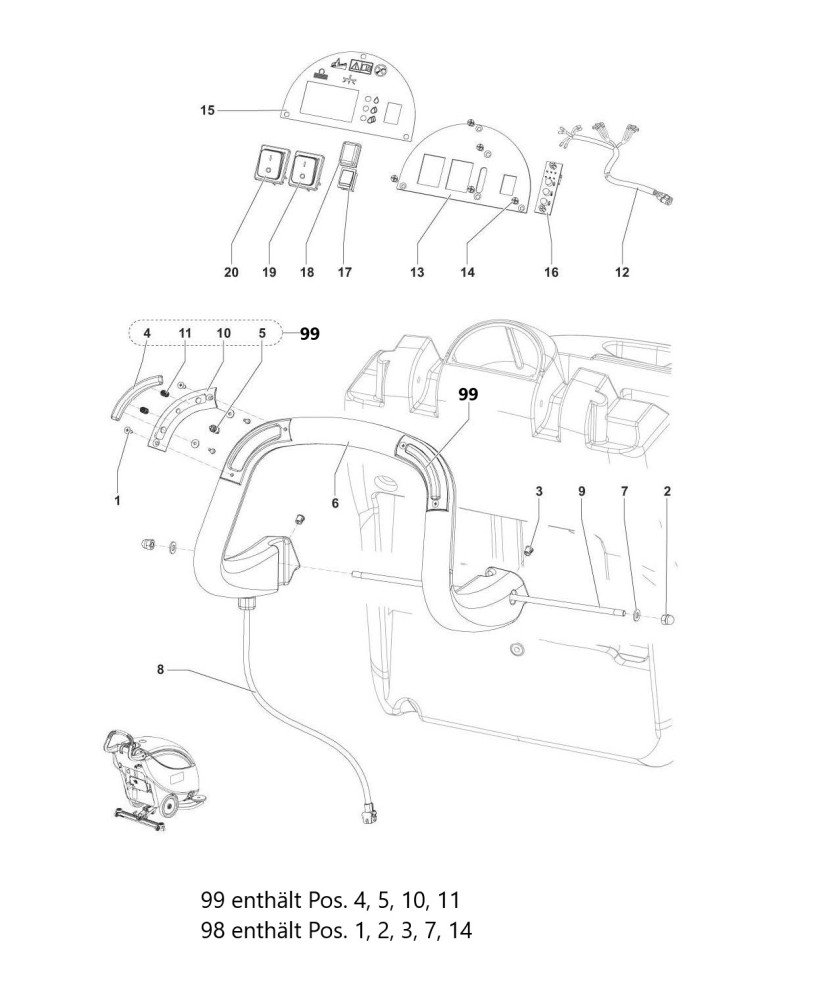 Scrubtec 343.2 E Griff & Anzeigesystem